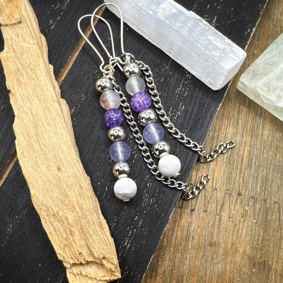 Alquimia Jewelry - Bon Bon earrings tassels beaded purple jade